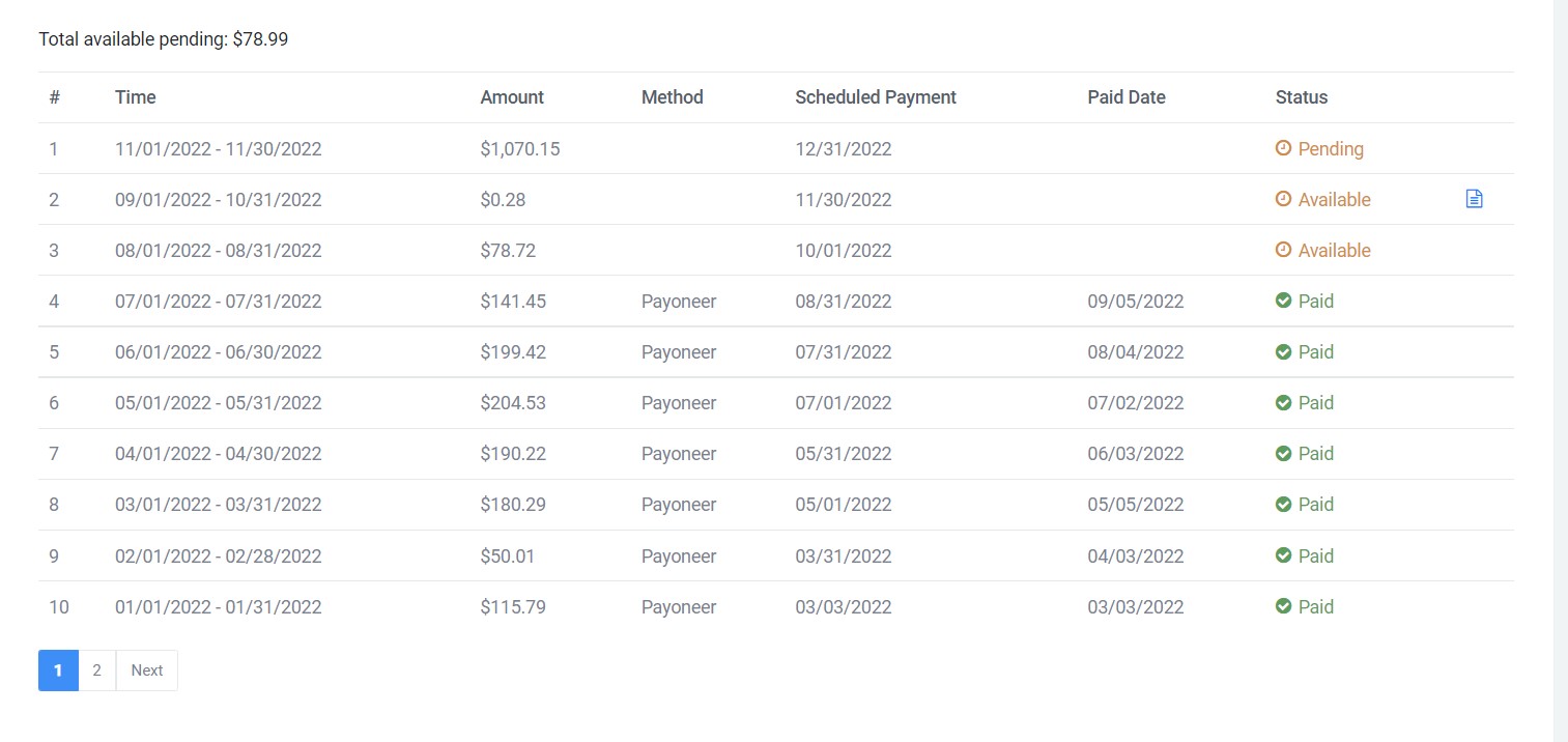 Valueimpression Payment proof